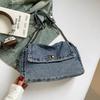Vintage Denim Bag Women's Chain Shoulder Bag Large Capacity Commuter Tote Bag