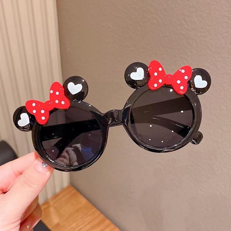 Cute Mickey Children'S Sunglasses Girl, Cartoon Minnie Bow Sunscreen Sunglasses Glasses