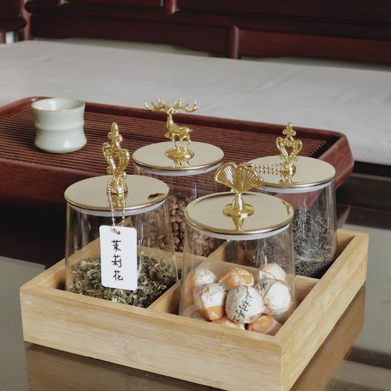 Aufbewahrungsglas aus klarem Glas mit Deckel Goldener Elch Bonbonglas Zuhause Multifunktional Nuss Kaffeebohne Kräuter Aufbewahrungsflasche Küchenbehälter