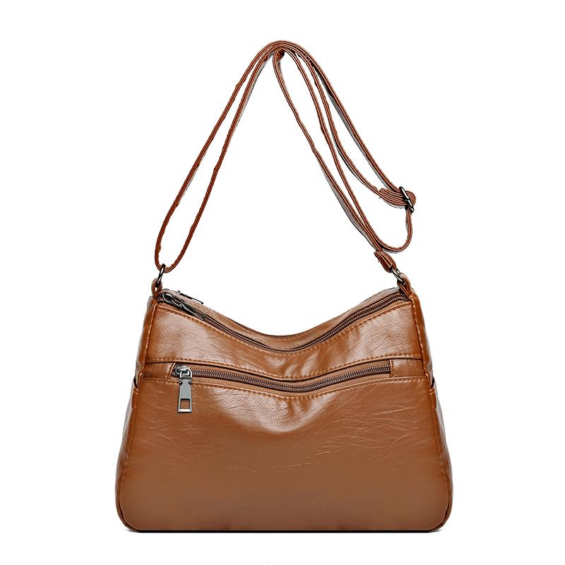 Mother Bag Large Capacity Shoulder Crossbody Bag Women's Multi-Layer Soft Leather Bag