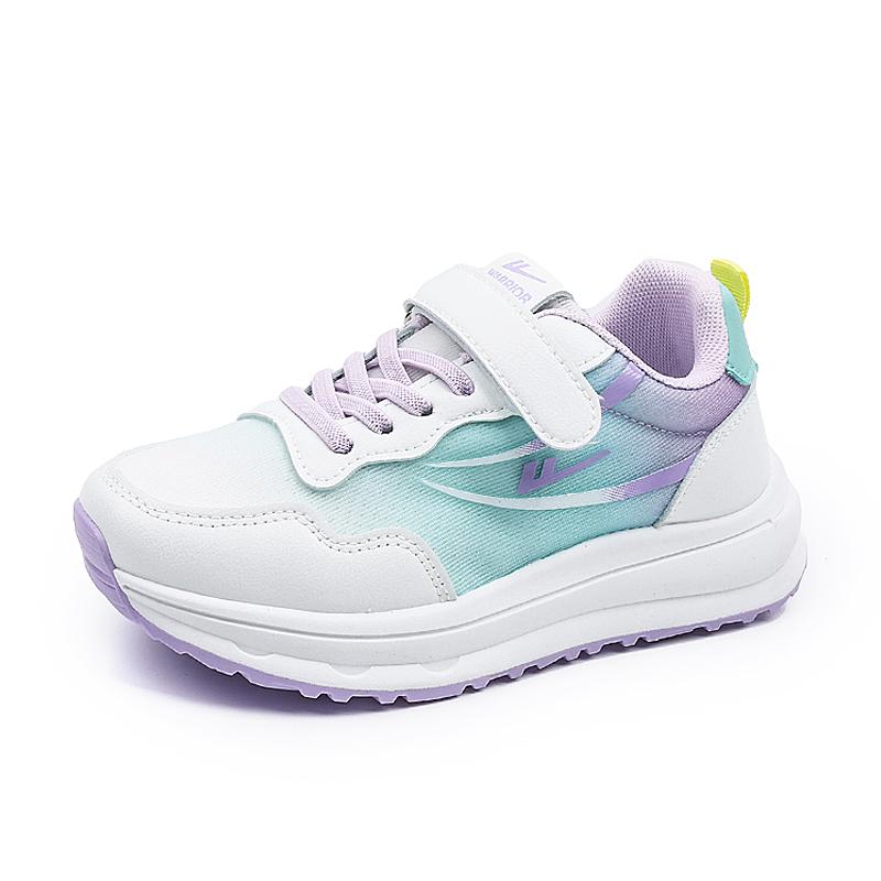 Warrior Lightweight Comfortable Versatile Trendy Breathable Durable Low-Top Casual Shoes Kids Sneaker White Purple Green WZ(CL)-0861