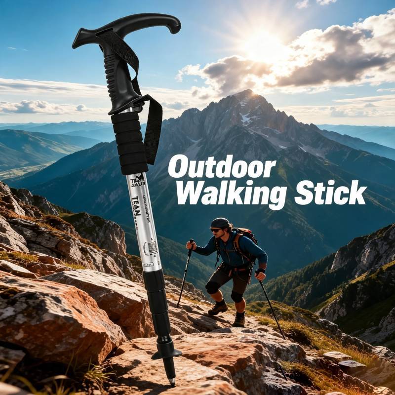 Mountaineering Poles Aluminum Alloy Trekking Staff With Adjustable Handle For Hiking And Outdoor Activities