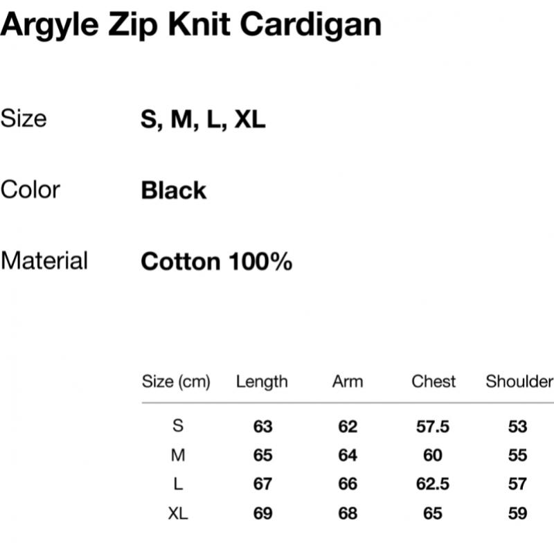 ThIs Is Never That Argyle Zip Knit Cardigan Black