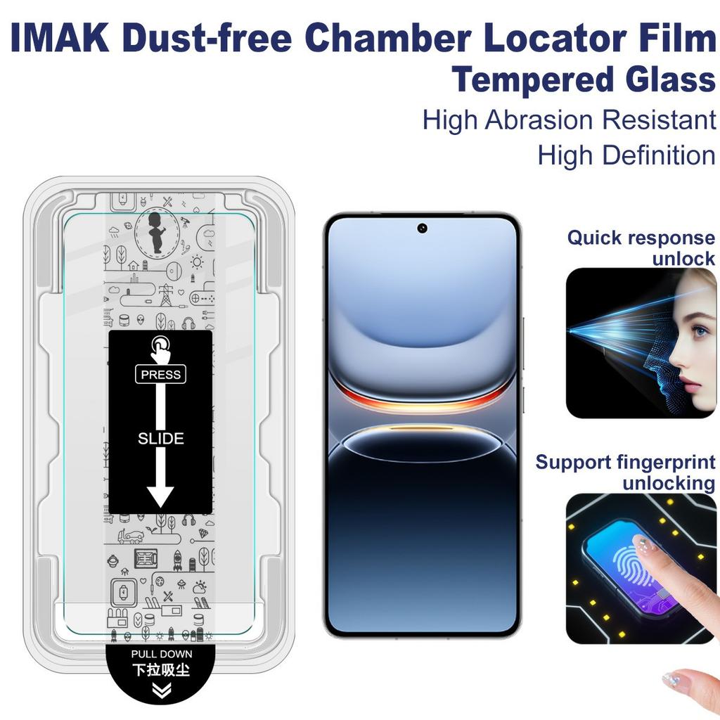 IMAK seria H Dla vivo iQOO 13 5G Szkło hartowane Osłona ekranu Folia do instalacji bez pyłków (Odblokuj odcisk palca)