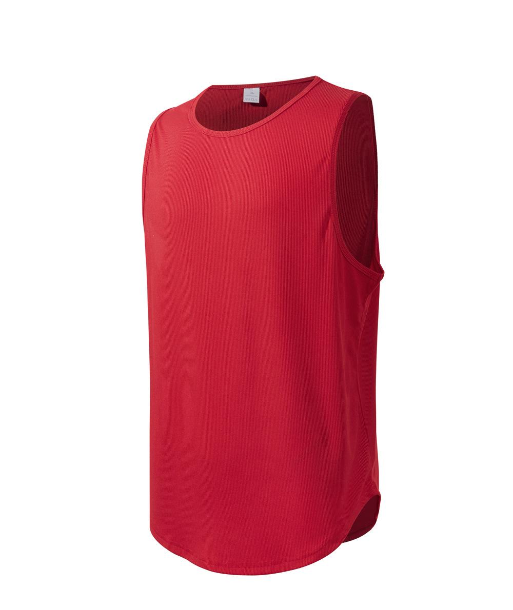 Men s Summer Round Neck Sleeveless T-shirt Solid Color Large Loose T-shirt Simple Casual Quick Drying T-shirt Running Sports Sleeveless T-shirt S красный