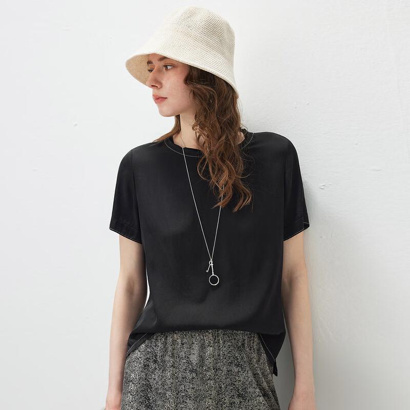 Women's Short Sleeve Silk Blend Knit T-Shirt