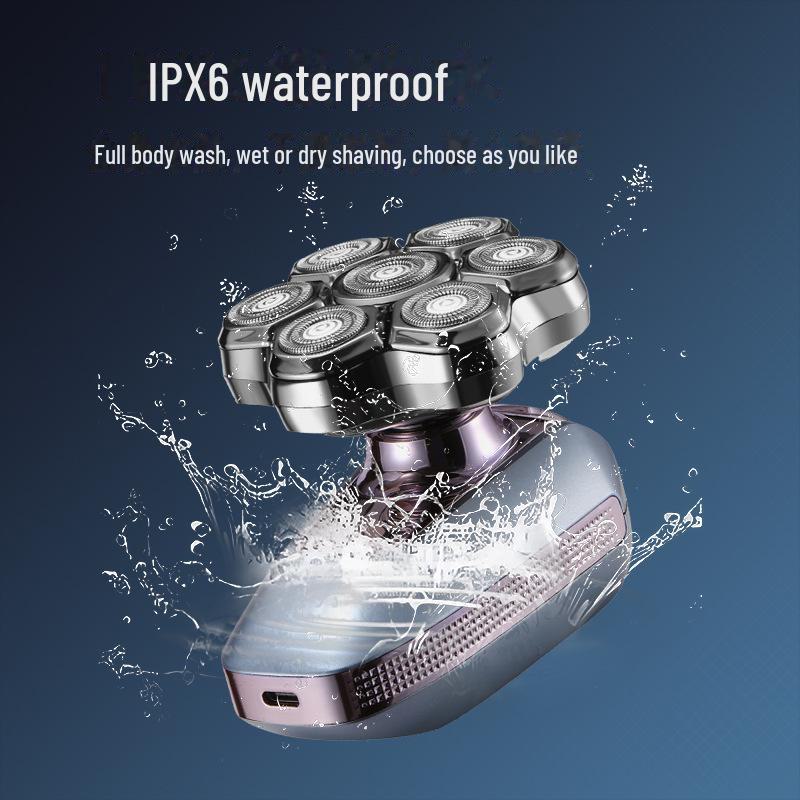 Rechargeable Waterproof 7-Blade Balding Razor Set