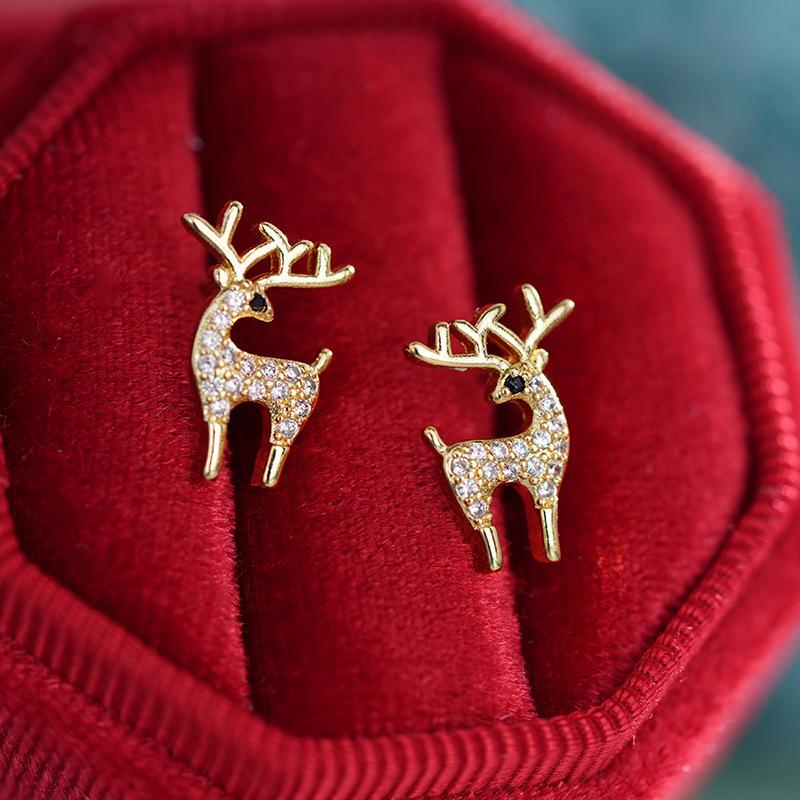 Simple And Cute Deer Stud Earrings, Elk Christmas Ornaments, Christmas Style Korean Version Of Temu New Earrings
