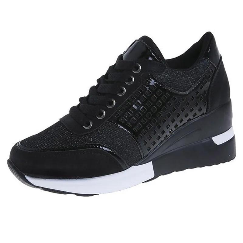 SyfIyno New Women's Wedge Casual Sports Shoes Running Mesh Shoes Fashionable High Heels Summer Large Size 35-44