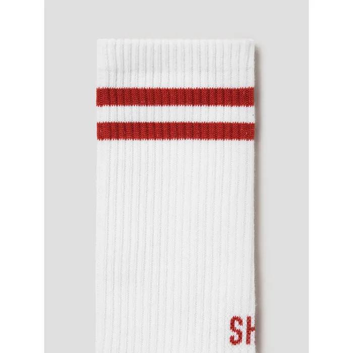 Gestreifte Socken mit Logo hinten, Freizeit, Weiß