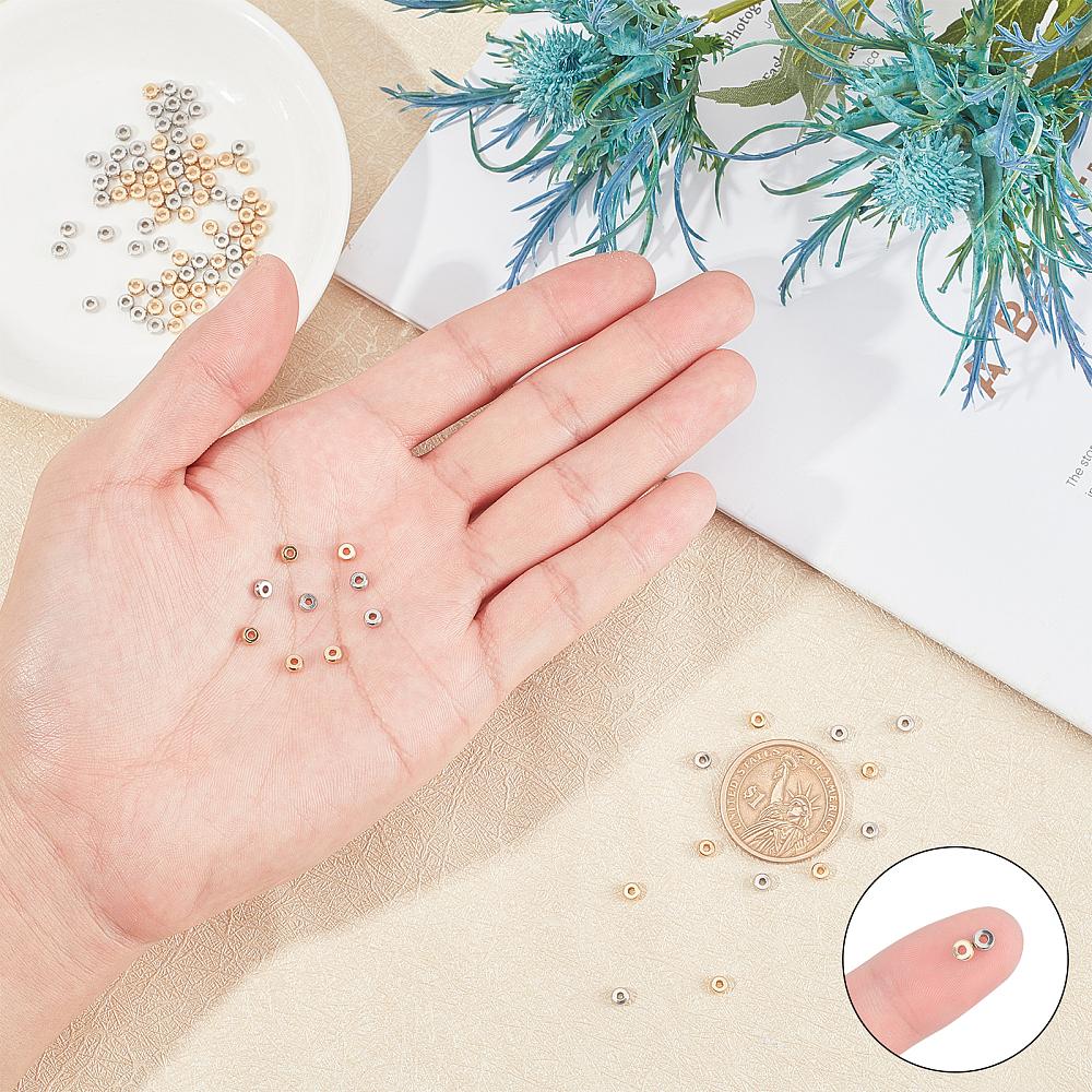 304 Stainless Steel Spacer Beads, Flat Round, Golden & Stainless Steel Color, 4x2mm, Hole: 1.6mm, 100pcs