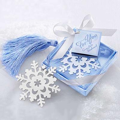 Lovely Cute Snowflake Creative Alloy Bookmark with Ribbon Box Gift Wedding Decor