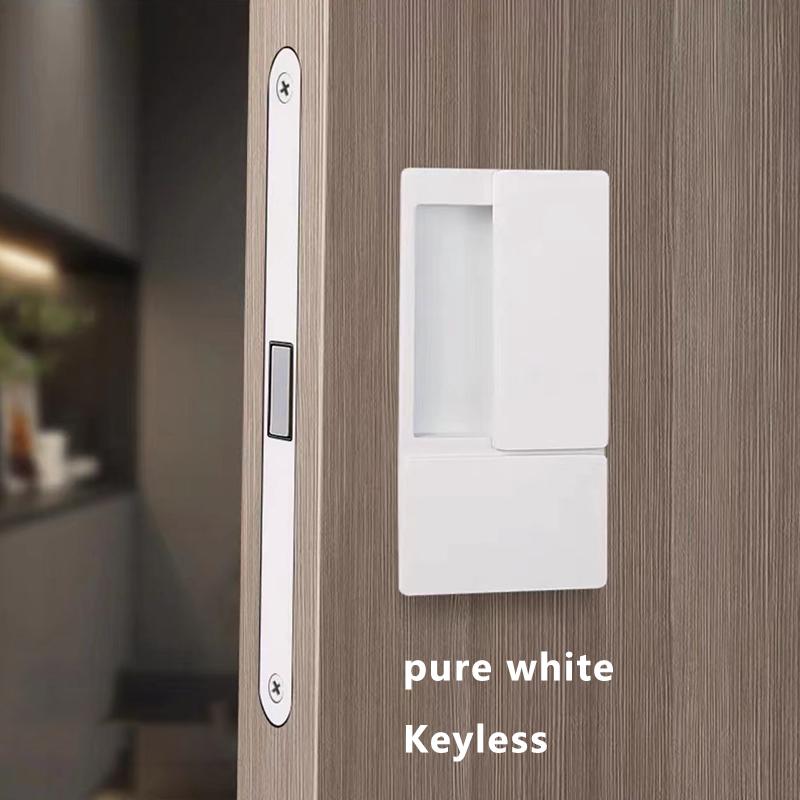New Style Handleless Flat Lock Modern Bedroom Magnetic Recessed Door Handle Silent Push And Pull Invisible Sliding Door Lock