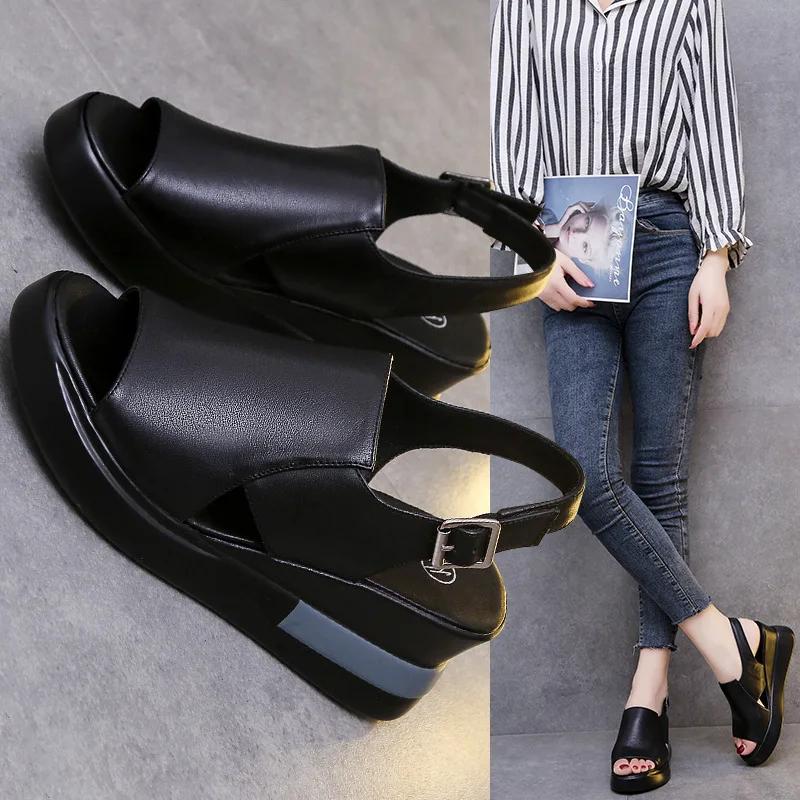 2026 Summer Wedge Platform Sandals Fashion Retro Romen Beach Shoes Ladies Casual Peep Toe Soft Comfortable Sandalias De Mujer