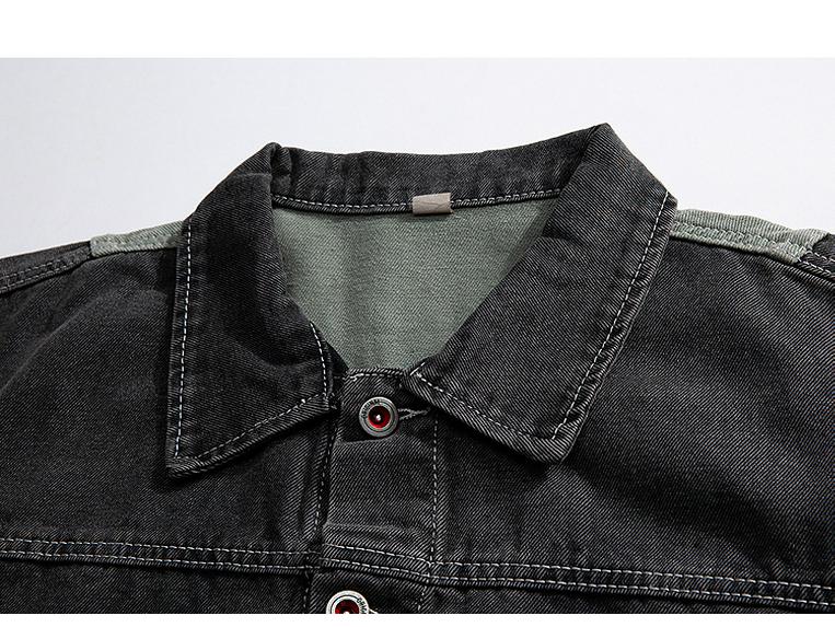 2025 Men's Plus Size Casual Denim Jacket: Trendy Patchwork, Loose Fit