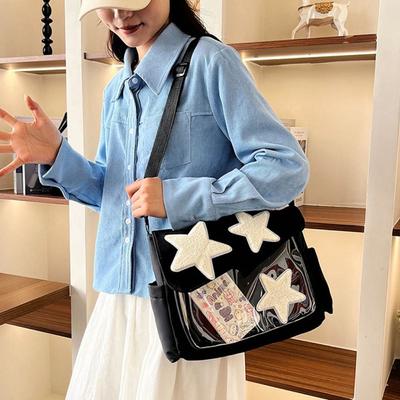 Canvas Star Umhängetasche Große Kapazität Y2k Pentagramm Schultertasche Transparente Taschen Stil Nylon Studenten Schultasche