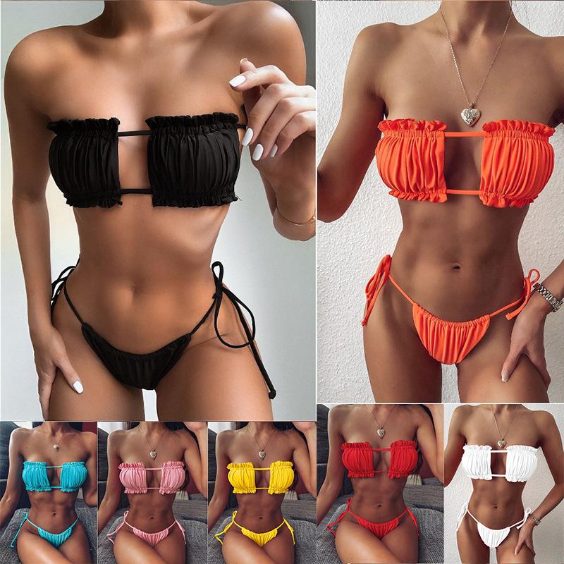 New Pleated Sexy Hollow Women's Bikini Swimsuit