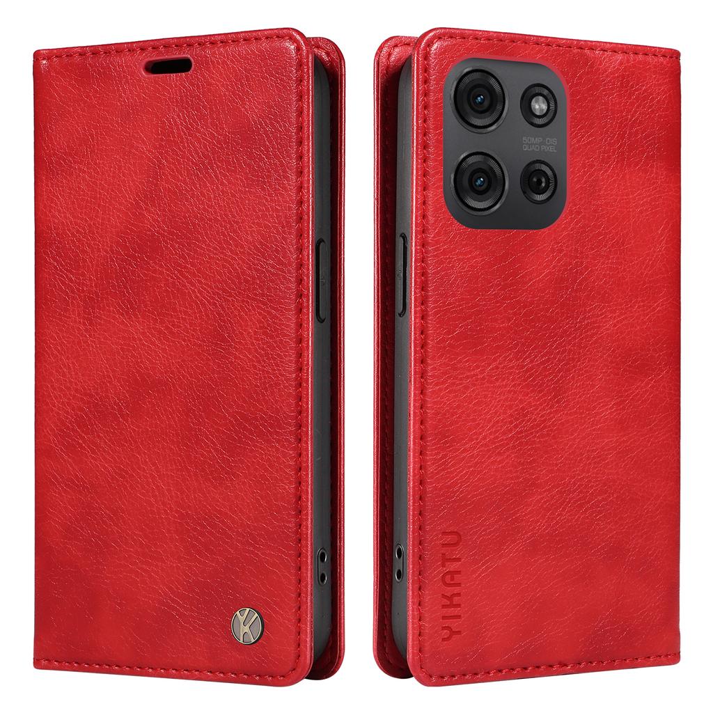 YIKATU YK-006 For Motorola Moto G75 5G Case Magnetic Closure Leather Phone Cover Litchi Texture