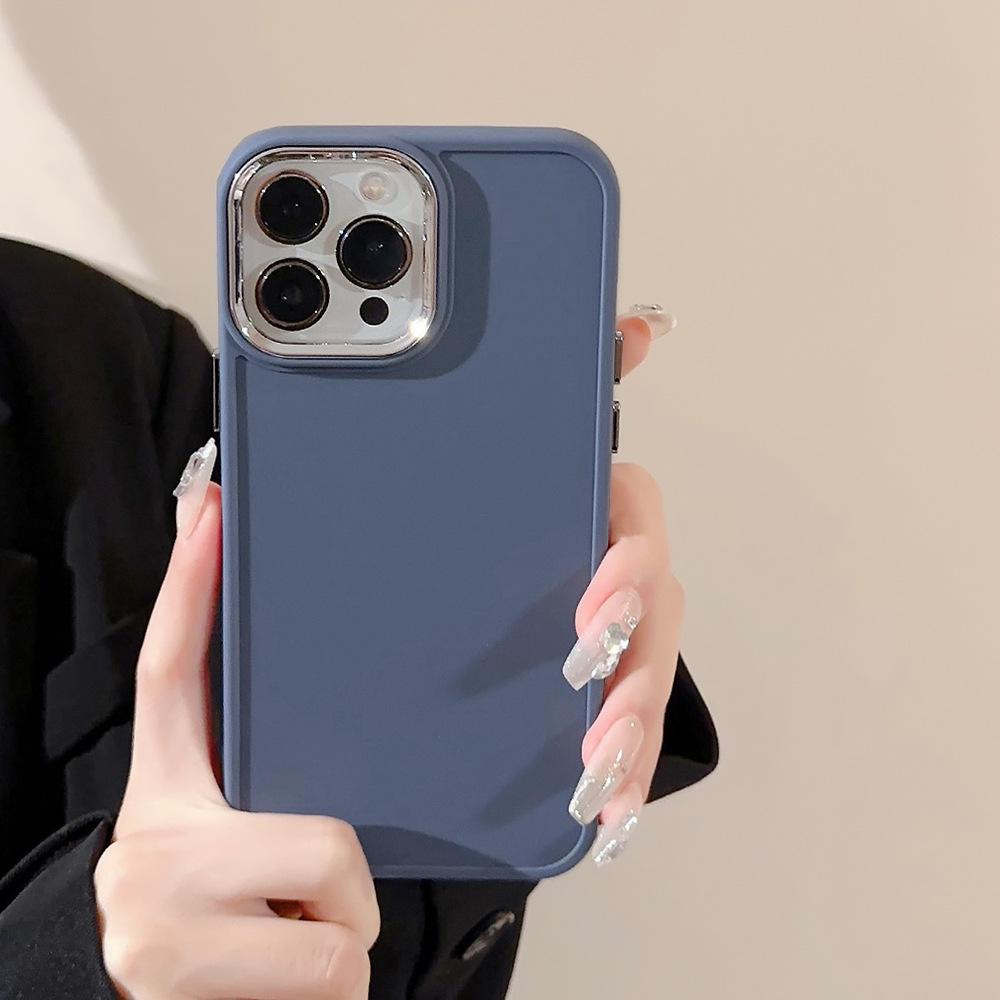 Plating Lens Iphone16 Suitable for 17promax IPhone Case 14 Silicone 11 Simple Solid Color 13