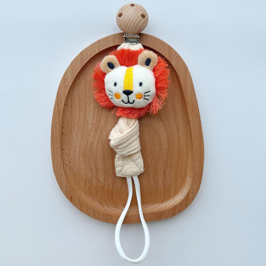 Cute Cartoon Animals Pacifier Chain Clip Cotton Cloth Dolls Animal Wood Rodent Nipples Holder Newborn Toys Teether Accessories