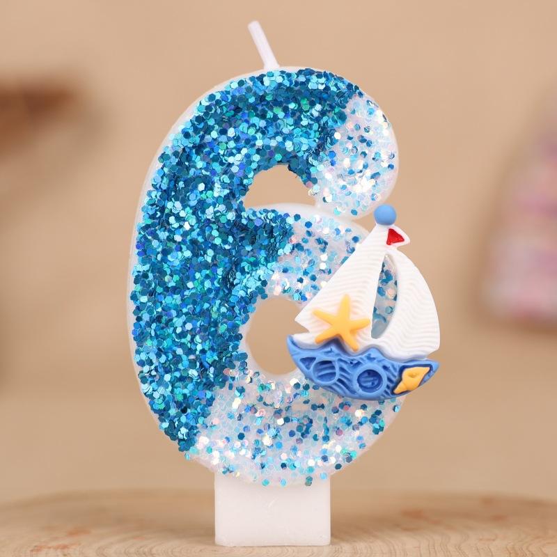 Sailing Number Birthday Candle Cake Party Decoration First Birthday Handmade Candle 0-9