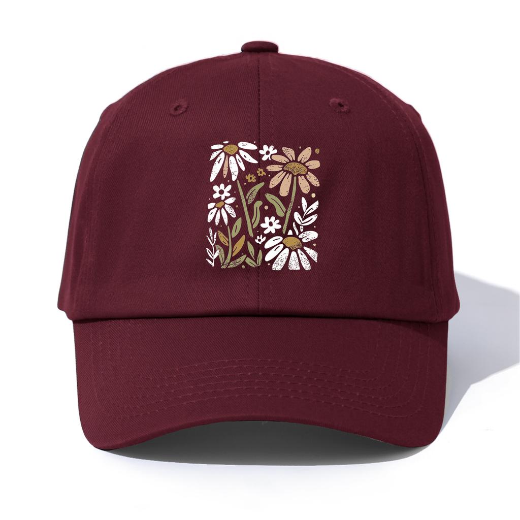 1pc Flowers Print Baseball Cap for Adults Minimalist Retro Style Casual Soft Adjustable Dad Hat Perfect As Gift