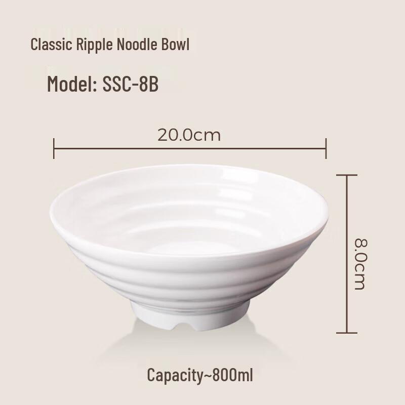 Wuhe 7.8-inch Classic Ripple Melamine Soup Bowl