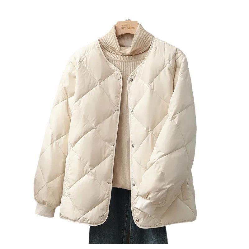 Rhombus Cotton-padded Clothes for Women's Winter Thickened Milk Waxy Cotton-padded Clothes, Small Padded Jacket.