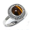 Natural Tiger Eye Gemstone Handmade 925 Sterling Silver Jewelry Ring S.10 I2q73