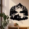 1pc Rust Resistant Metal Camping Scene Wall Art Cabin Lodge Nature Decor Outdoor Gift Statue Mural