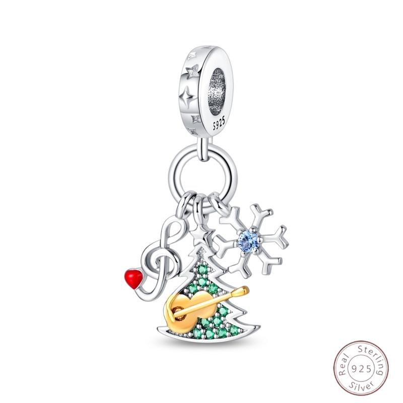 Christmas Charm Bead Pendant Copper Christmas Elk Santa Snowman Claus Charm Fit Original Bracelet Women Diy Jewelry