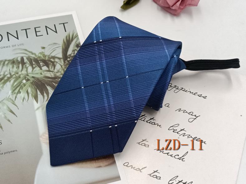 Men's Easy-Pull Knot-Free 8cm Striped Black Zipper Tie
