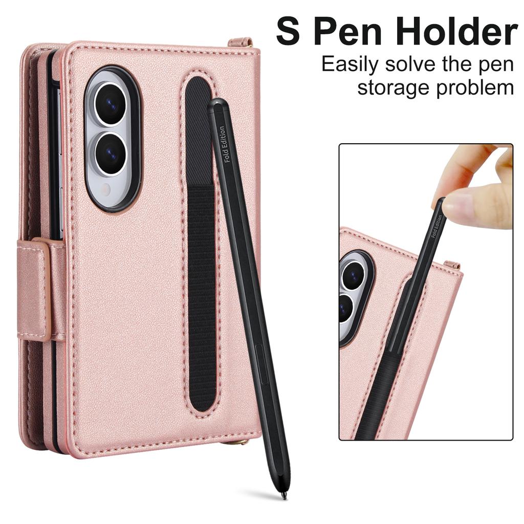 Crossbody Multi-Kartensteckplatz Geldbörse Klapp-Lederhülle für Samsung Galaxy Z Fold8 Fold 8 Breite Stifthalterungen Stoßfest Ständer RFID-Abdeckung