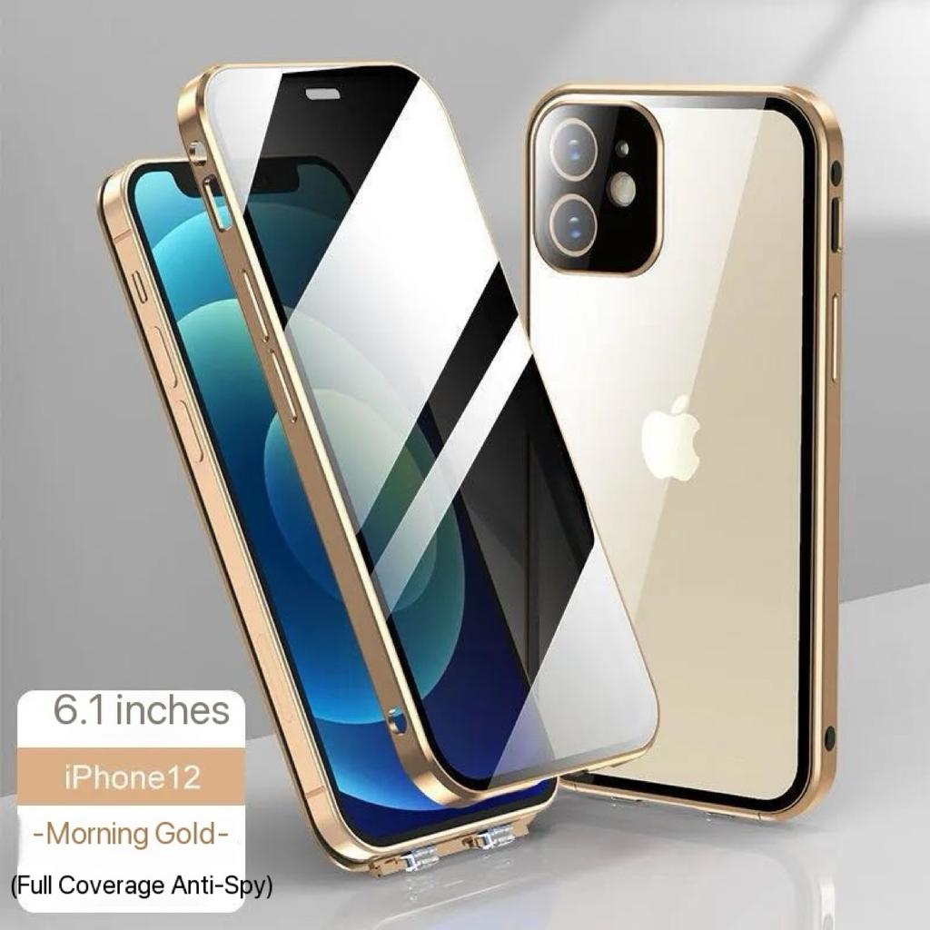 Double-Sided Privacy Magnetic Case For iPhone 17 16e 13 14 15 Pro Max 16Plus 12 13 Mini Anti Peeping Full Cover Metal Frame Case