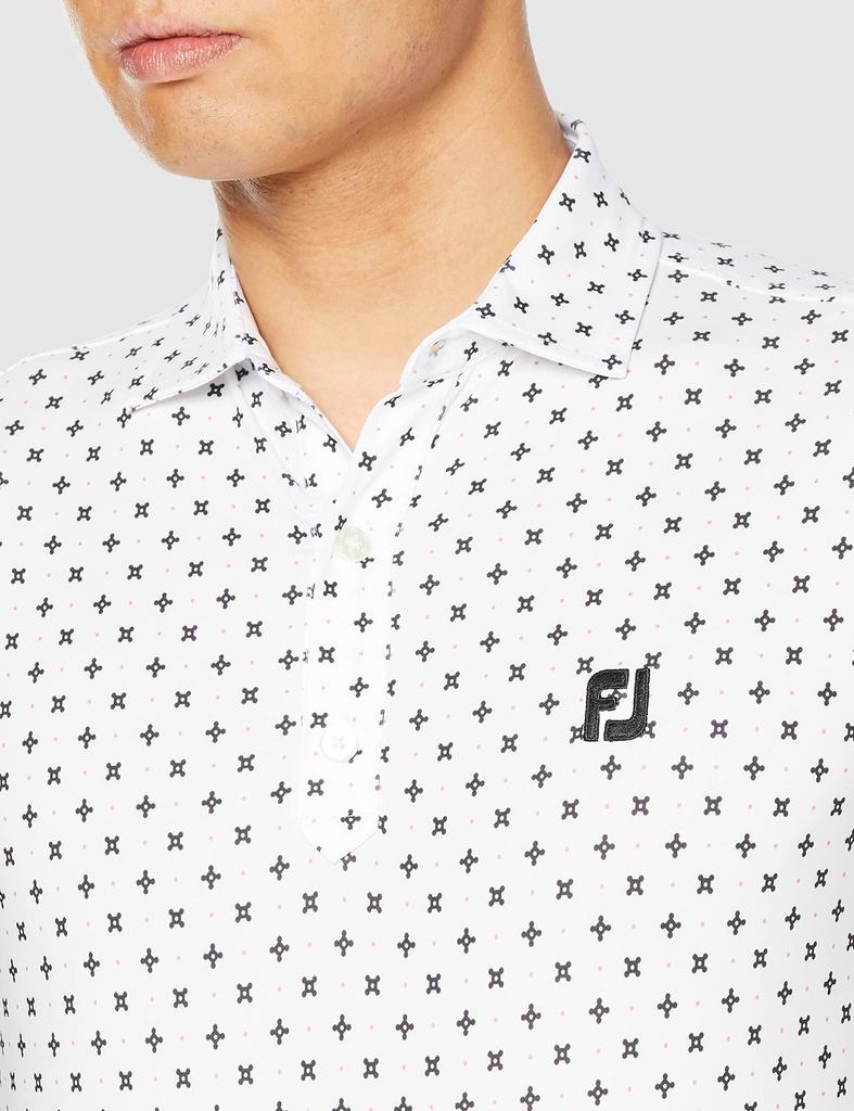 FootJoy Modern Classic Engineered Print Short Sleeve Shirt, White, Men's XXL, 80437-XXL