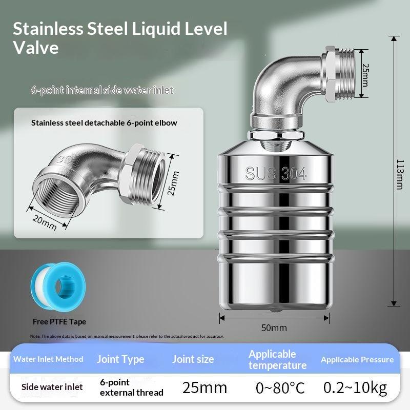 Robinet flotteur de contrôle automatique du niveau d'eau Résistant à l'usure Acier inoxydable 304 pour réservoir d'eau d'irrigation agricole