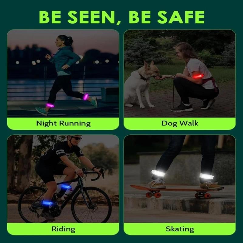 Unisex USB LED Armband High Quality Rechargeable High Visibility Leg Warning Wristband LED Light Belt for Night Walking Cycling