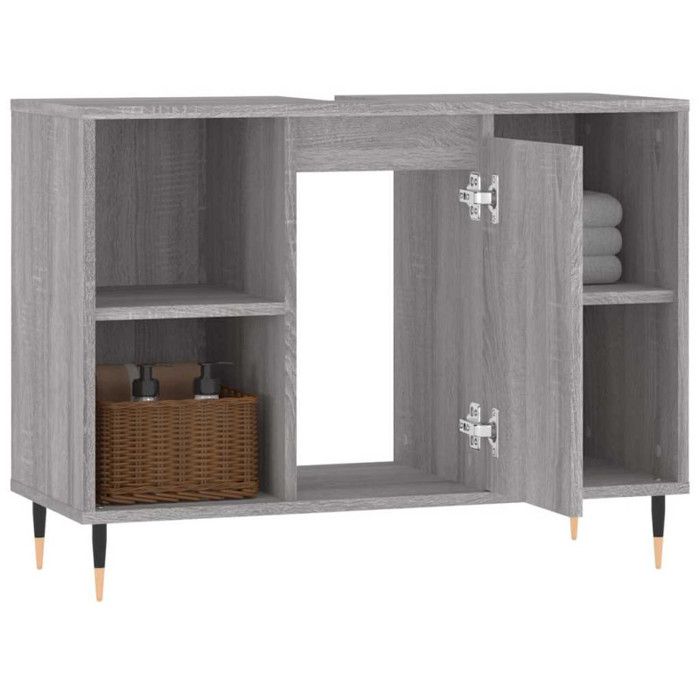VidaXL Bathroom Cabinet Sonoma Grey 80x33x60 Cm Engineered Wood 831626