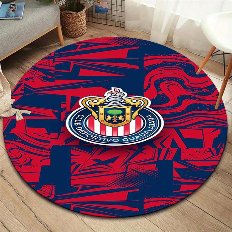 Club Deportivo Guadalajara Round Area Rug,Carpet Rug for Living Room Bedroom Sofa Playroom Decor,Non-slip Floor Mat