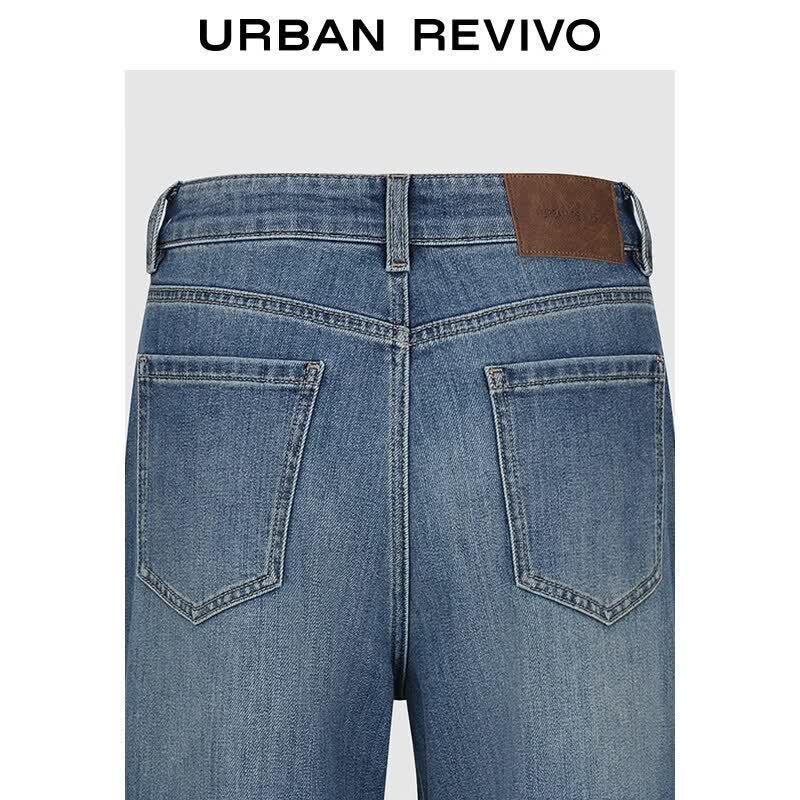 UR Women's Washed Cat Whisker Flared Cropped Jeans