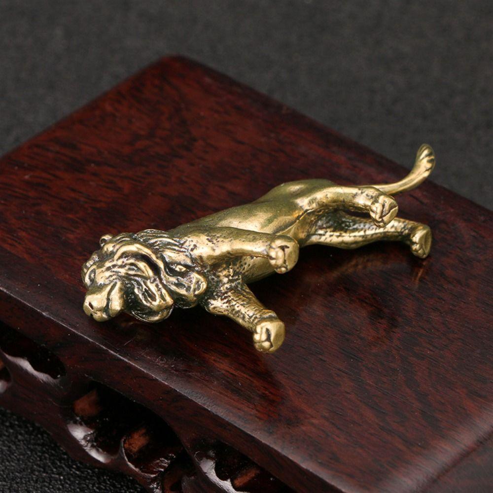 Copper Lion Statue Cute Mini Lion Sculpture Brass Lion King Figurines  Office Decoration