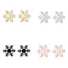 Korean Minimalist Gold-Plated Snowflake Christmas Stud Earrings, Stainless Steel Cartilage Studs