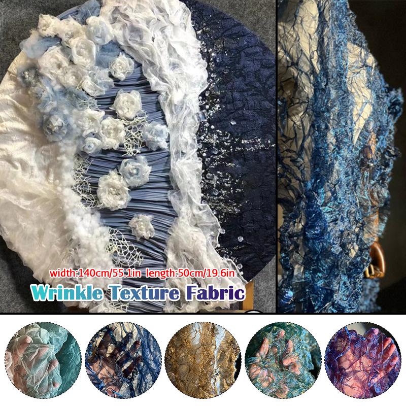 Organza s gradientním barevným přechodem, plisovaná, malý mačkaný vzhled, látka na oděvy, výloha, jevištní pozadí, svatební dekorace, designová látka