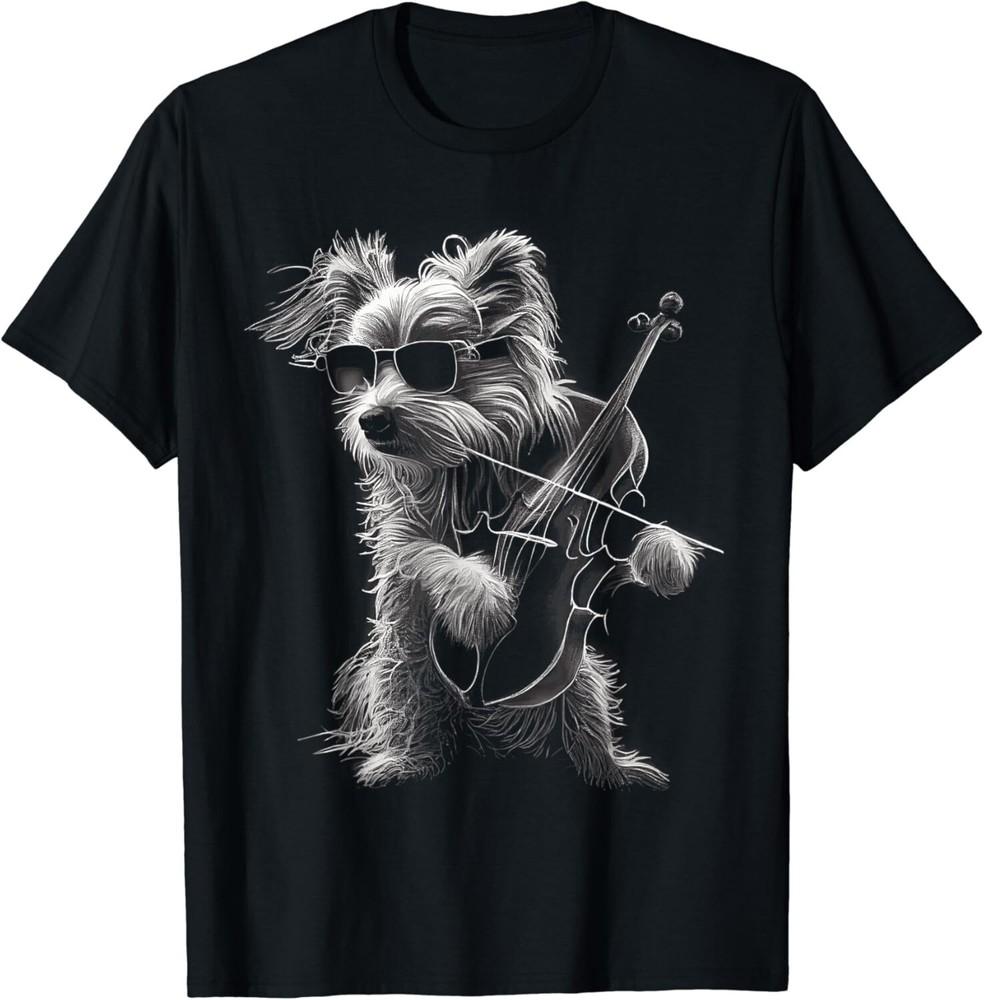 

Dog Playing Violin Graphic Tees Men Women Gift Unisex T-Shirt M