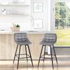 Set of 2 Tall Stools In Nordic Style with Backrest and Footrest, Stools with Backrest In Velvet Effect Fabric and Metal, 45x47x88 Cm, Grey