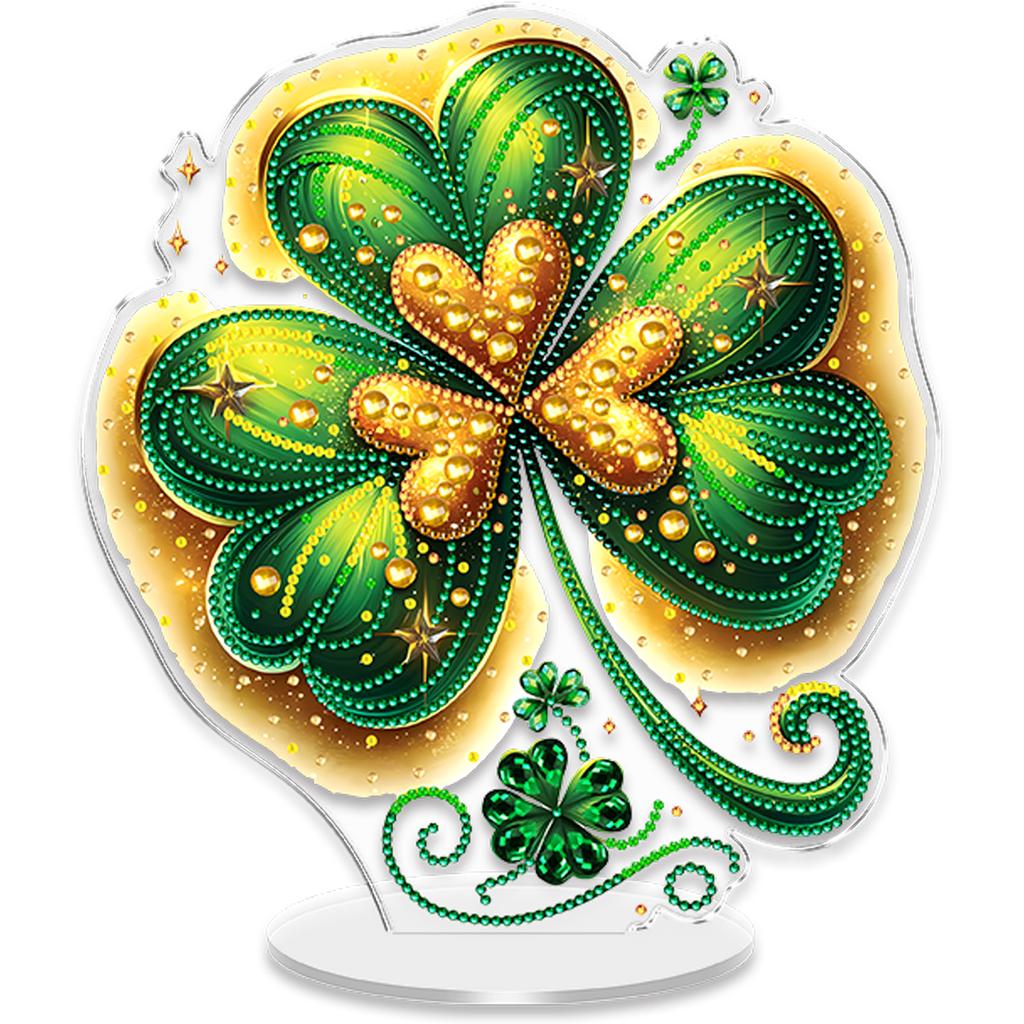 St Patricks Day DIY 2D Flat Acrylic Gem Painting Ornament Special-Shaped Crystal Art Craft Decoration for Adults Gift Home Decor