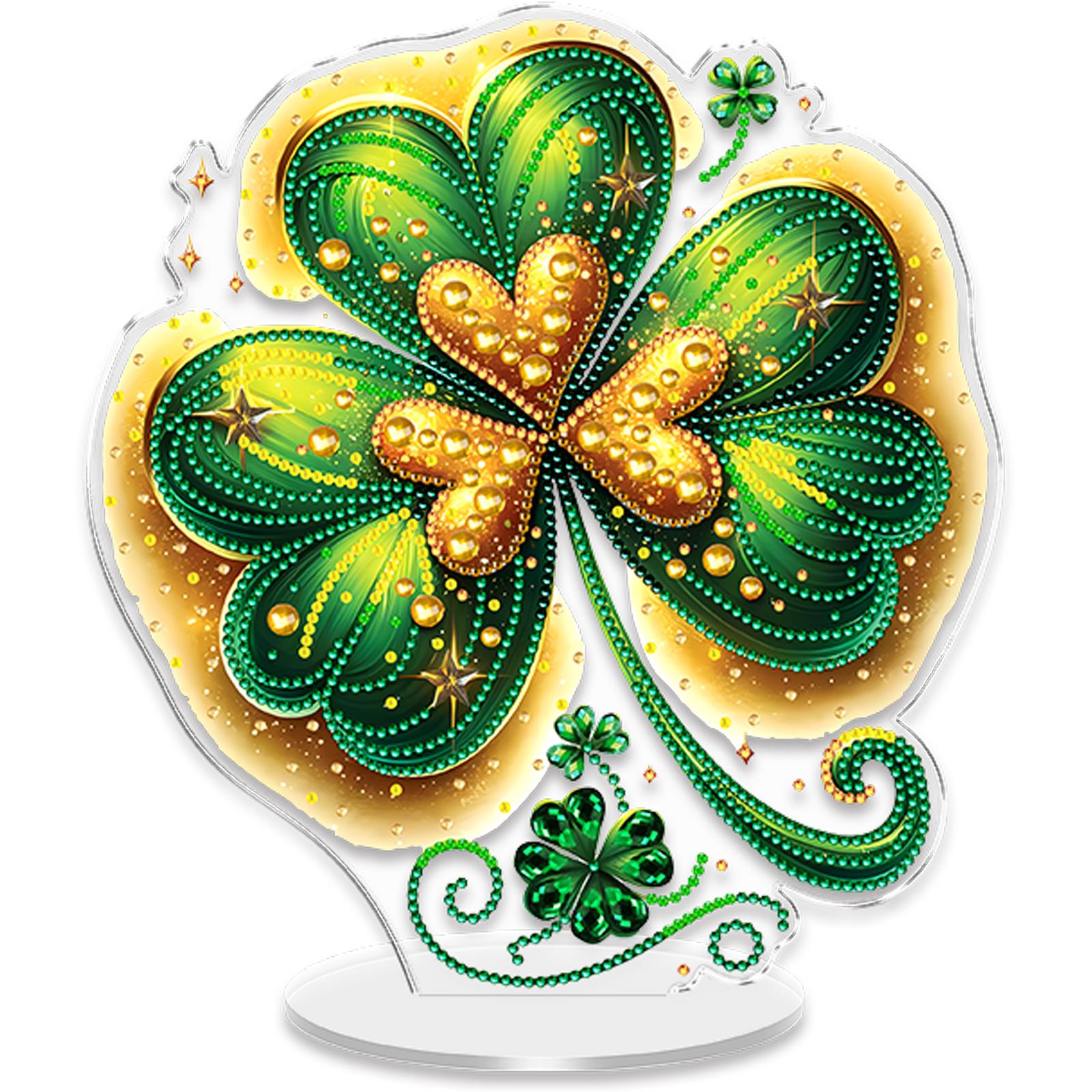 

St Patricks Day DIY 2D Flat Acrylic Diamond Art Decorations Crystal Art Craft Decoration for Living Room Home Office Decoration