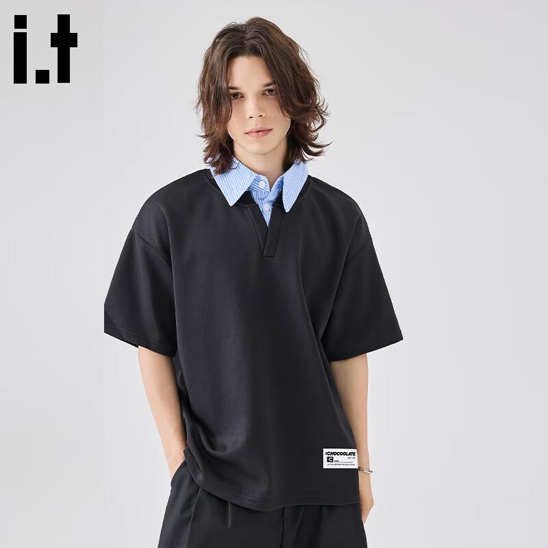 :CHOCOOLATEit Men's Faux Two-Piece Polo T-Shirt