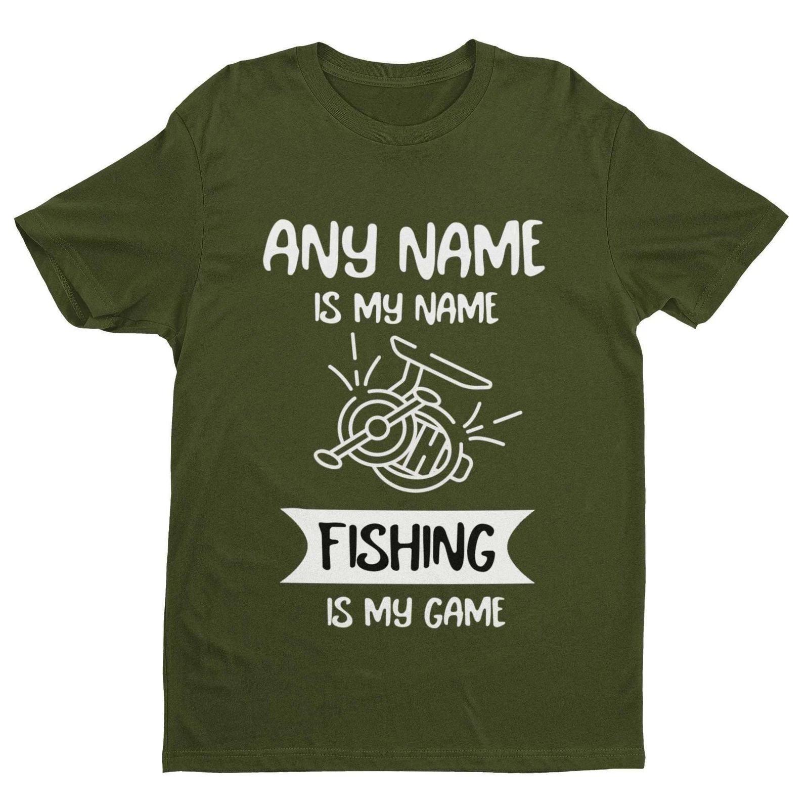 Personalised Fishing T-Shirt Any Name is My Name, Fishing is My Game Gift Idea XL
