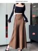 Satin A-Line Fishtail Midi Skirt for Women - Spring/Summer New Style Korean Fashion